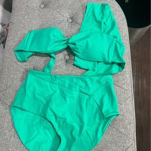 Sea green bathing suit. Two piece